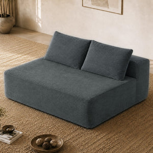 English Elm 58-inch Double Chaise Lounge Corduroy Velvet Plush Seating with Built-in Cup Holder Grey W3975P500759