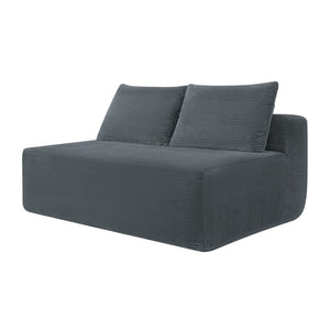 English Elm 58-inch Double Chaise Lounge Corduroy Velvet Plush Seating with Built-in Cup Holder Grey W3975P500759
