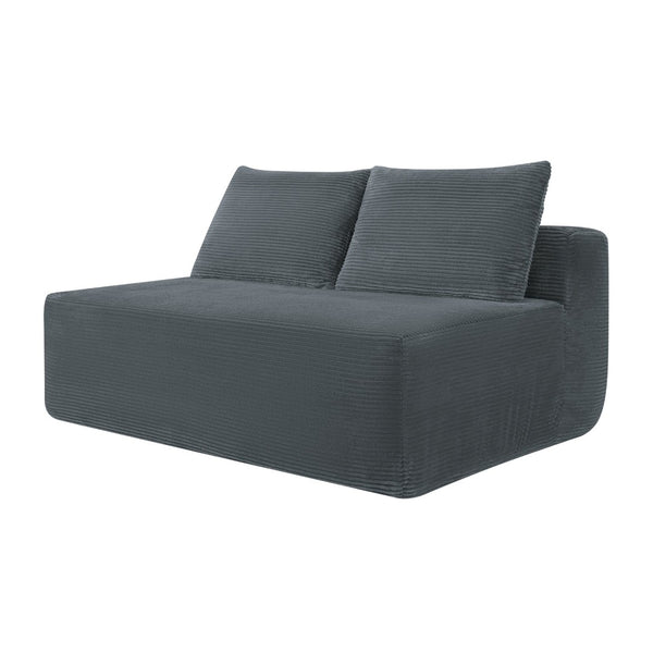English Elm 58-inch Double Chaise Lounge Corduroy Velvet Plush Seating with Built-in Cup Holder Grey W3975P500759