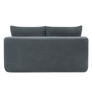 English Elm 58-inch Double Chaise Lounge Corduroy Velvet Plush Seating with Built-in Cup Holder Grey W3975P500759