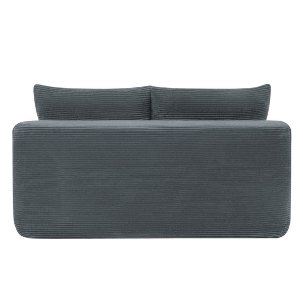 English Elm 58-inch Double Chaise Lounge Corduroy Velvet Plush Seating with Built-in Cup Holder Grey W3975P500759