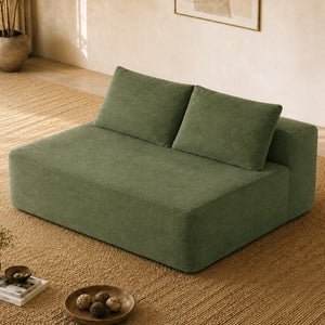 English Elm 58-inch Double Chaise Lounge Corduroy Velvet Plush Seating with Built-in Cup Holder Green W3975P500760