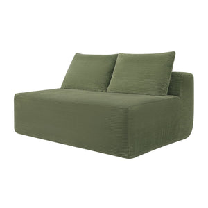 English Elm 58-inch Double Chaise Lounge Corduroy Velvet Plush Seating with Built-in Cup Holder Green W3975P500760