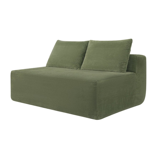 English Elm 58-inch Double Chaise Lounge Corduroy Velvet Plush Seating with Built-in Cup Holder Green W3975P500760