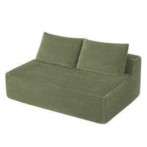 English Elm 58-inch Double Chaise Lounge Corduroy Velvet Plush Seating with Built-in Cup Holder Green W3975P500760