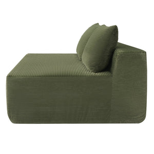 English Elm 58-inch Double Chaise Lounge Corduroy Velvet Plush Seating with Built-in Cup Holder Green W3975P500760