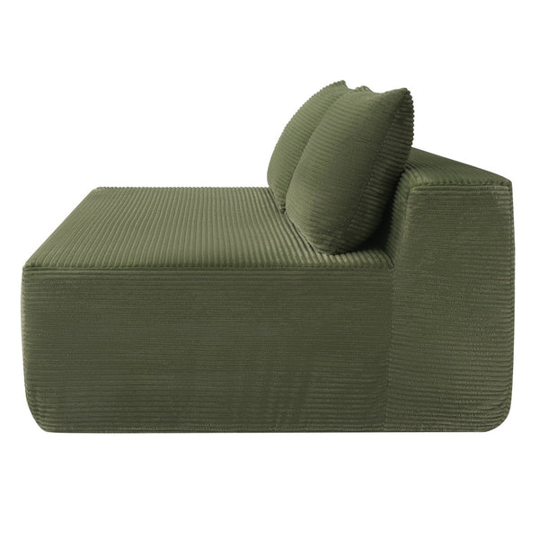 English Elm 58-inch Double Chaise Lounge Corduroy Velvet Plush Seating with Built-in Cup Holder Green W3975P500760
