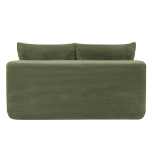 English Elm 58-inch Double Chaise Lounge Corduroy Velvet Plush Seating with Built-in Cup Holder Green W3975P500760