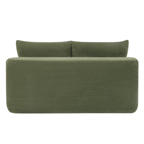 English Elm 58-inch Double Chaise Lounge Corduroy Velvet Plush Seating with Built-in Cup Holder Green W3975P500760
