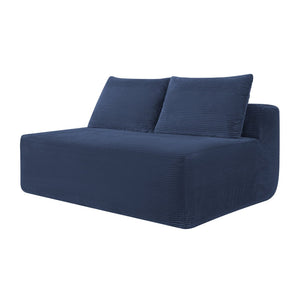 English Elm 58-inch Double Chaise Lounge Corduroy Velvet Plush Seating with Built-in Cup Holder Blue W3975P500762