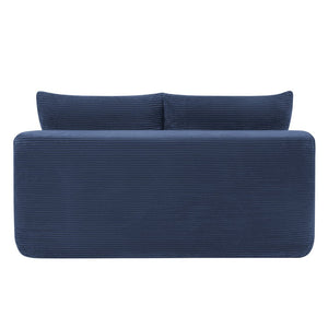 English Elm 58-inch Double Chaise Lounge Corduroy Velvet Plush Seating with Built-in Cup Holder Blue W3975P500762