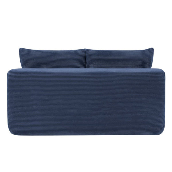 English Elm 58-inch Double Chaise Lounge Corduroy Velvet Plush Seating with Built-in Cup Holder Blue W3975P500762