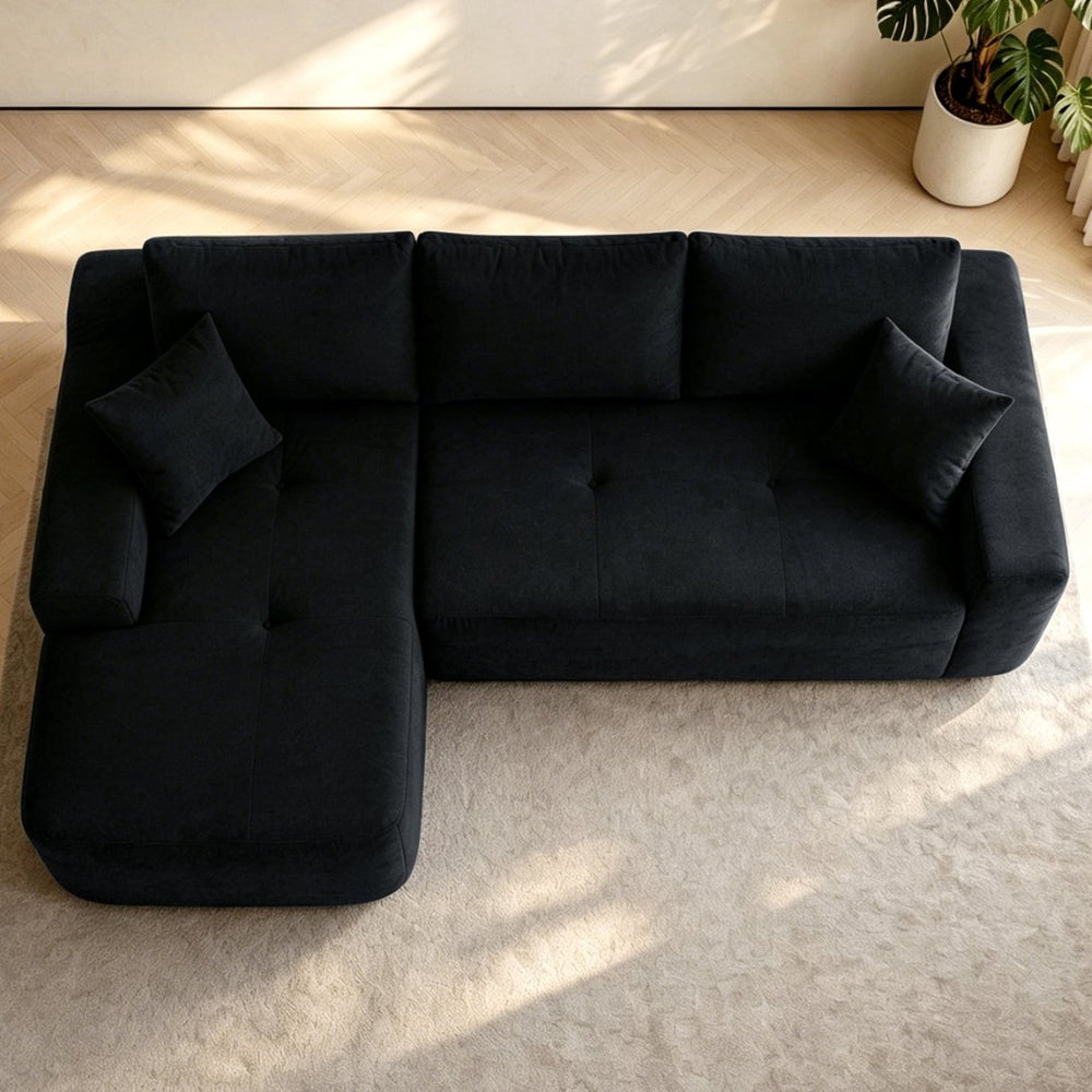 English Elm 85" Cloud Modular Sectional Linen Upholstered Deep Seat Chaise Sofa for Living Room W3975P501411