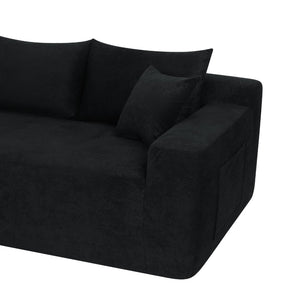 English Elm 85" Cloud Modular Sectional Linen Upholstered Deep Seat Chaise Sofa for Living Room W3975P501411