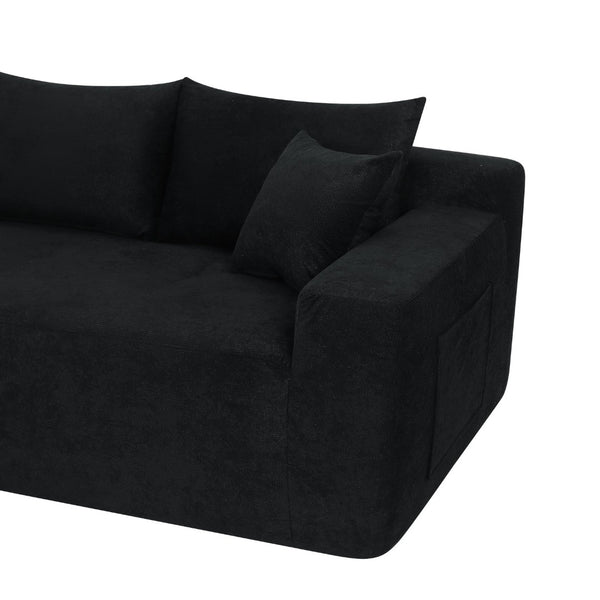 English Elm 85" Cloud Modular Sectional Linen Upholstered Deep Seat Chaise Sofa for Living Room W3975P501411