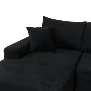 English Elm 85" Cloud Modular Sectional Linen Upholstered Deep Seat Chaise Sofa for Living Room W3975P501411