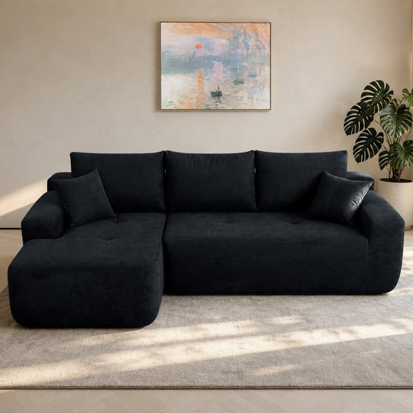 English Elm 85" Cloud Modular Sectional Linen Upholstered Deep Seat Chaise Sofa for Living Room W3975P501411