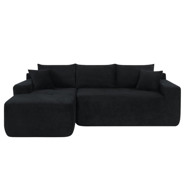 English Elm 85" Cloud Modular Sectional Linen Upholstered Deep Seat Chaise Sofa for Living Room W3975P501411
