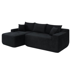 English Elm 85" Cloud Modular Sectional Linen Upholstered Deep Seat Chaise Sofa for Living Room W3975P501411