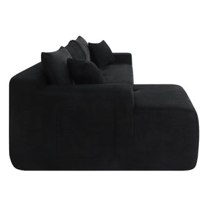 English Elm 85" Cloud Modular Sectional Linen Upholstered Deep Seat Chaise Sofa for Living Room W3975P501411
