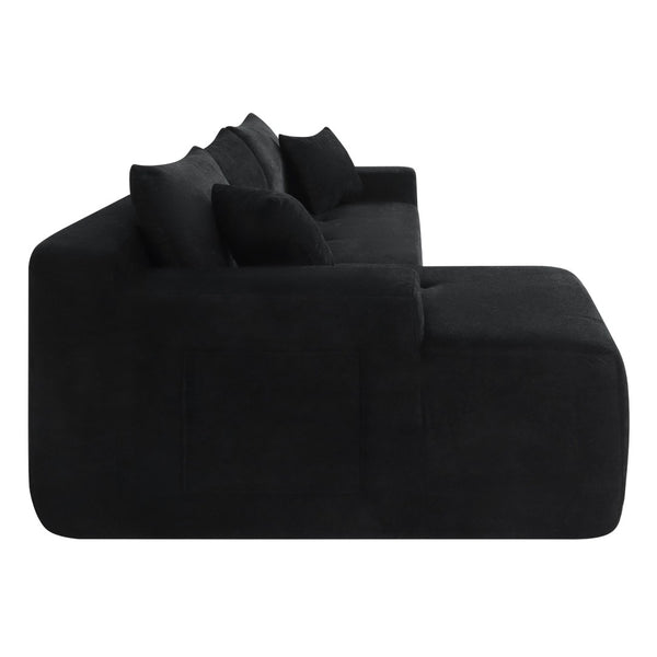 English Elm 85" Cloud Modular Sectional Linen Upholstered Deep Seat Chaise Sofa for Living Room W3975P501411