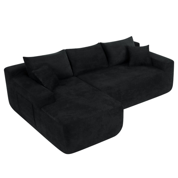 English Elm 85" Cloud Modular Sectional Linen Upholstered Deep Seat Chaise Sofa for Living Room W3975P501411