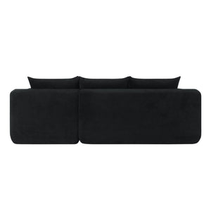 English Elm 85" Cloud Modular Sectional Deep Seat Cotton Linen Sofa with Reversible Chaise Lounge Black - A W3975P501412