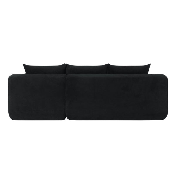 English Elm 85" Cloud Modular Sectional Deep Seat Cotton Linen Sofa with Reversible Chaise Lounge Black - A W3975P501412