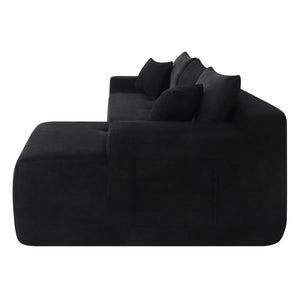 English Elm 85" Cloud Modular Sectional Deep Seat Cotton Linen Sofa with Reversible Chaise Lounge Black - A W3975P501412
