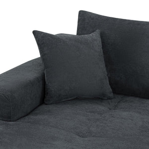 English Elm 85" Cloud Modular Sectional Deep Seat Cotton Linen Sofa with Reversible Chaise Lounge Grey W3975P501413