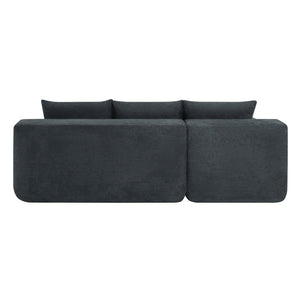 English Elm 85" Cloud Modular Sectional Deep Seat Cotton Linen Sofa with Reversible Chaise Lounge Grey W3975P501413