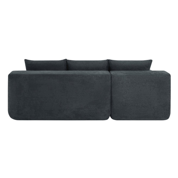 English Elm 85" Cloud Modular Sectional Deep Seat Cotton Linen Sofa with Reversible Chaise Lounge Grey W3975P501413