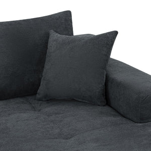 English Elm 85" Cloud Modular Sectional Deep Seat Cotton Linen Sofa with Reversible Chaise Lounge Black - B W3975P501414