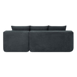 English Elm 85" Cloud Modular Sectional Deep Seat Cotton Linen Sofa with Reversible Chaise Lounge Black - B W3975P501414