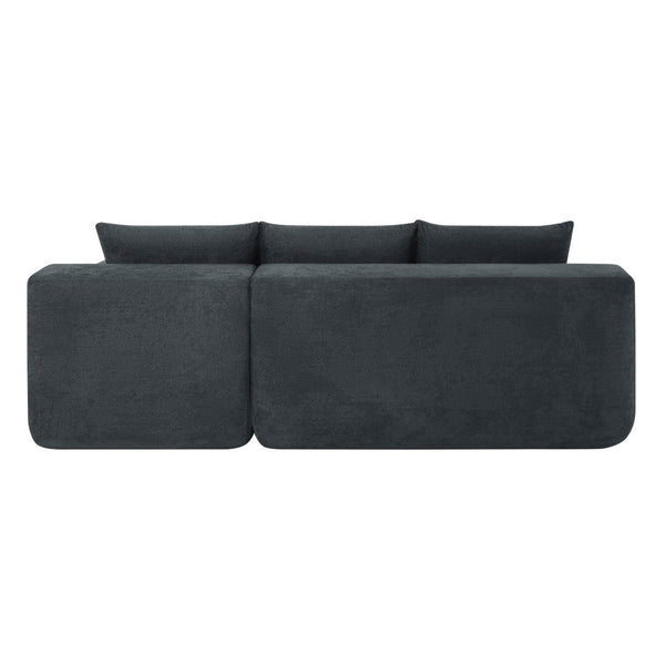 English Elm 85" Cloud Modular Sectional Deep Seat Cotton Linen Sofa with Reversible Chaise Lounge Black - B W3975P501414