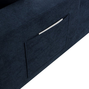 English Elm 85" Cloud Modular Sectional Deep Seat Cotton Linen Sofa with Reversible Chaise Lounge Blue - A W3975P501415