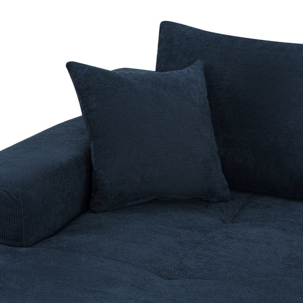 English Elm 85" Cloud Modular Sectional Deep Seat Cotton Linen Sofa with Reversible Chaise Lounge Blue - A W3975P501415
