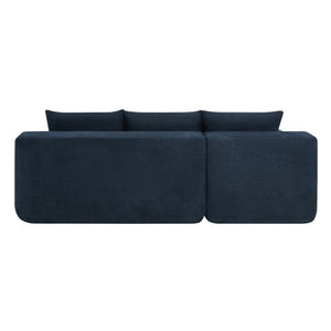 English Elm 85" Cloud Modular Sectional Deep Seat Cotton Linen Sofa with Reversible Chaise Lounge Blue - A W3975P501415