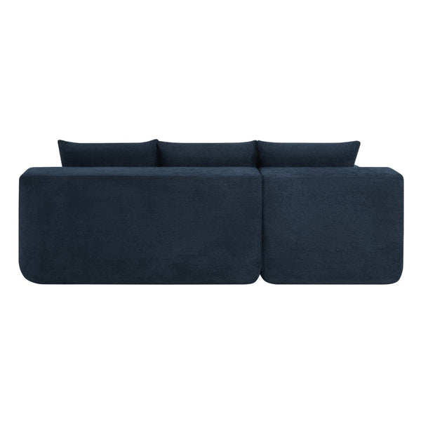 English Elm 85" Cloud Modular Sectional Deep Seat Cotton Linen Sofa with Reversible Chaise Lounge Blue - A W3975P501415