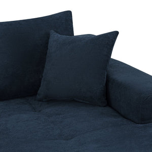 English Elm 85" Cloud Modular Sectional Deep Seat Cotton Linen Sofa with Reversible Chaise Lounge Blue - B W3975P501416