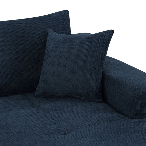 English Elm 85" Cloud Modular Sectional Deep Seat Cotton Linen Sofa with Reversible Chaise Lounge Blue - B W3975P501416