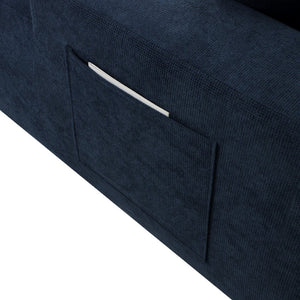 English Elm 85" Cloud Modular Sectional Deep Seat Cotton Linen Sofa with Reversible Chaise Lounge Blue - B W3975P501416