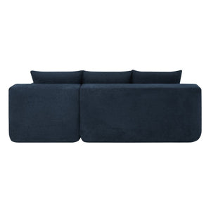 English Elm 85" Cloud Modular Sectional Deep Seat Cotton Linen Sofa with Reversible Chaise Lounge Blue - B W3975P501416