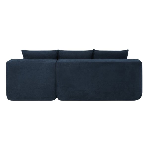 English Elm 85" Cloud Modular Sectional Deep Seat Cotton Linen Sofa with Reversible Chaise Lounge Blue - B W3975P501416