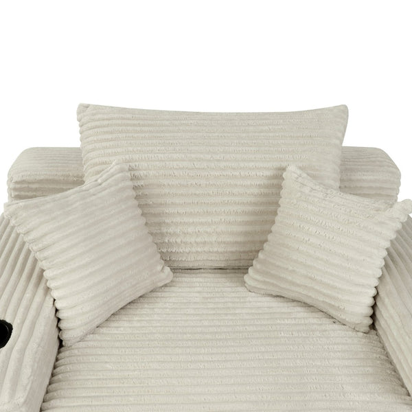 English Elm New Convertible Chaise Lounge Sleeper Sofa with Cup Holder Wide Armrest for Living Room Beige Plush W3975P502850