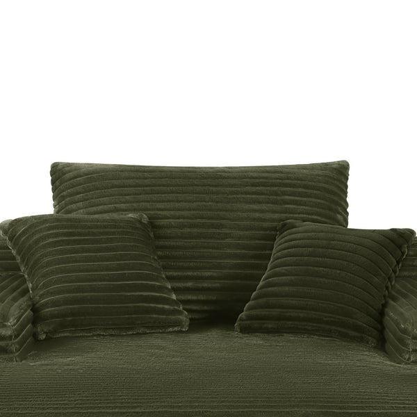 English Elm New Convertible Chaise Lounge Sleeper Sofa with Cup Holder Wide Armrest for Living Room Green Plush W3975P502851