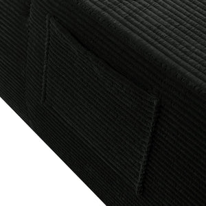 English Elm New Convertible Chaise Lounge Sleeper Sofa with Cup Holder Wide Armrest for Living Room Black Corduroy W3975P502852