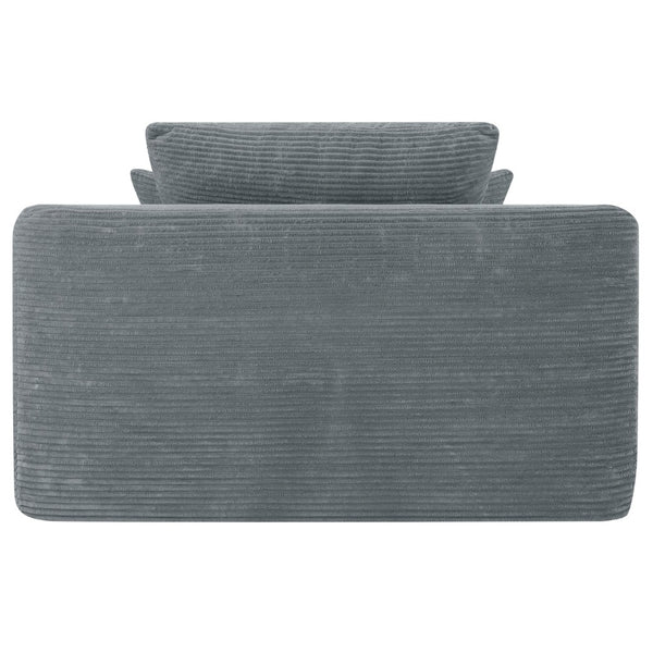 English Elm New Convertible Chaise Lounge Sleeper Sofa with Cup Holder Wide Armrest for Living Room Grey Corduroy W3975P502853