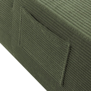 English Elm New Convertible Chaise Lounge Sleeper Sofa with Cup Holder Wide Armrest for Living Room Green Corduroy W3975P502856