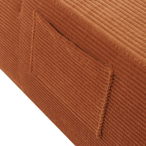 English Elm New Convertible Chaise Lounge Sleeper Sofa with Cup Holder Wide Armrest for Living Room Orange Corduroy W3975P502865